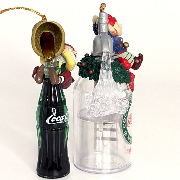 Vintage 90s Coca-Cola Christmas Ornaments Set of 2 | Bottling Works North Pole - Picture 6 of 11